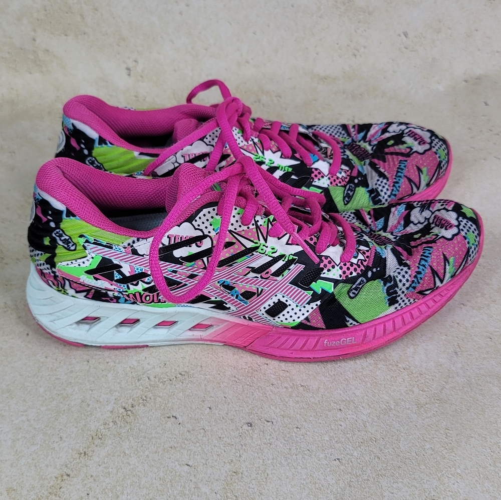 Asics FuzeX Pink Green Athletic Running Gym Training Shoes  Women Size 7